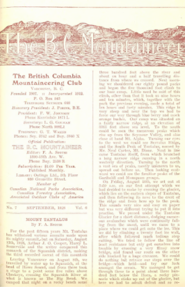 The B.C. Mountaineer 1928 September cover